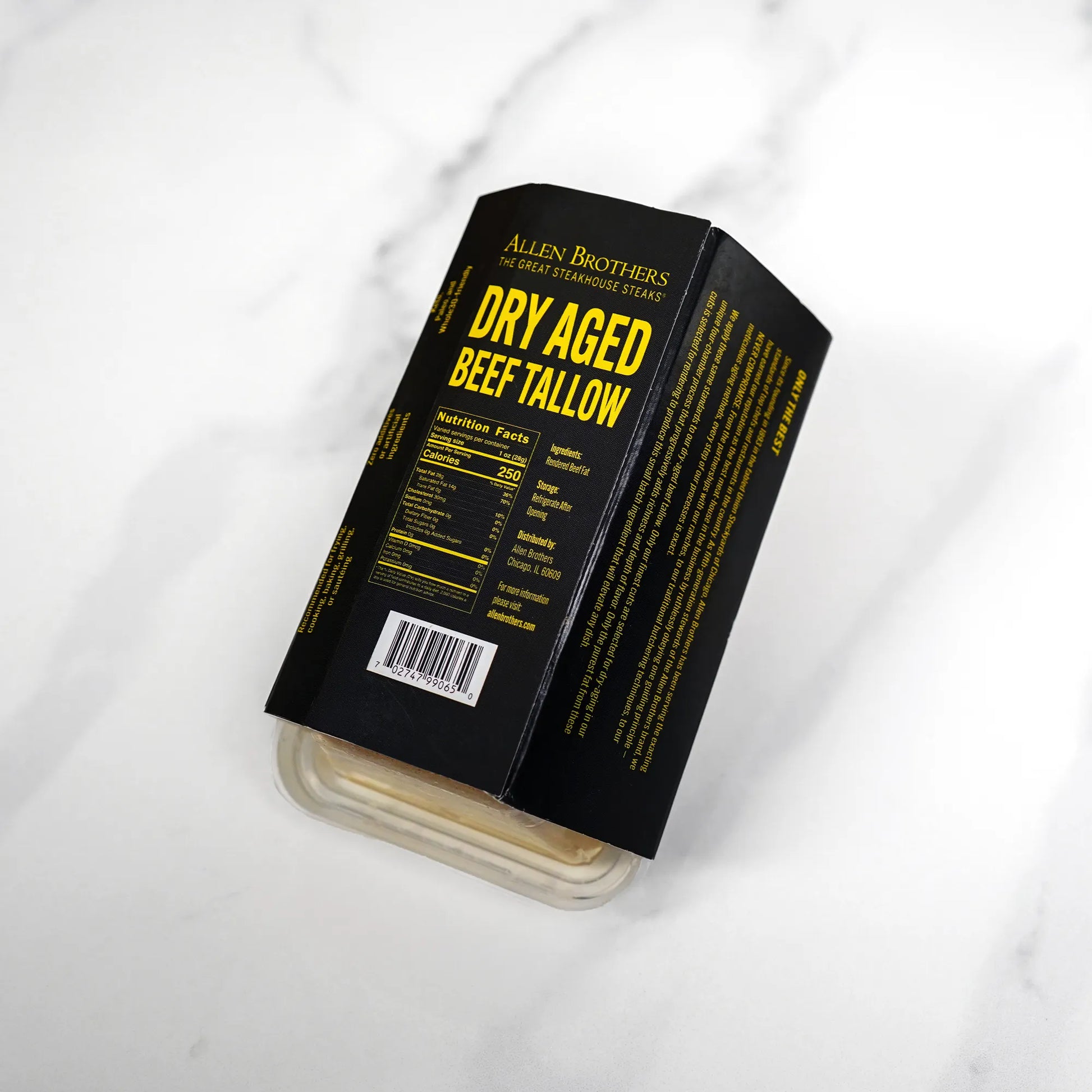 Beef allow In Package on White Marble