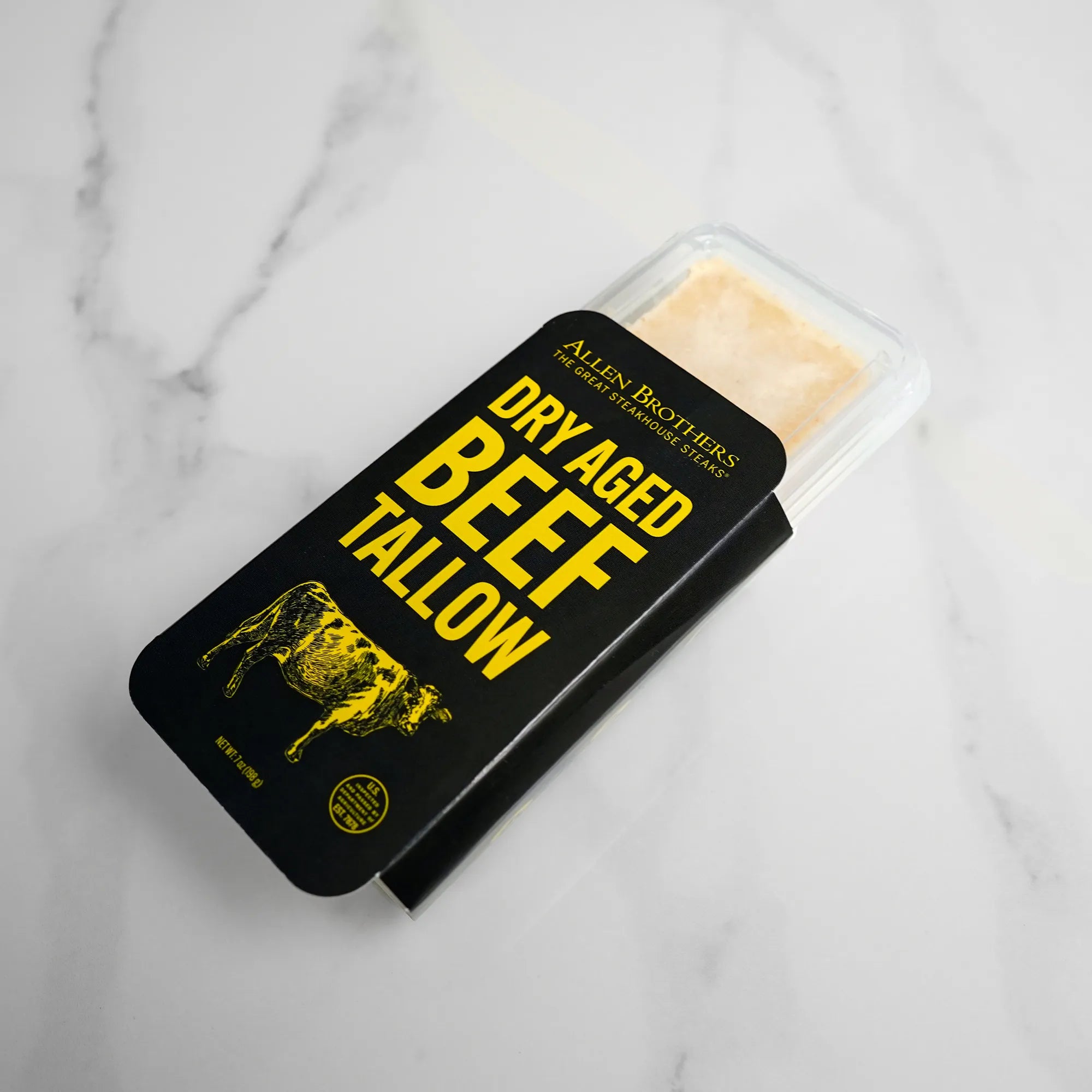 Beef allow In Package on White Marble