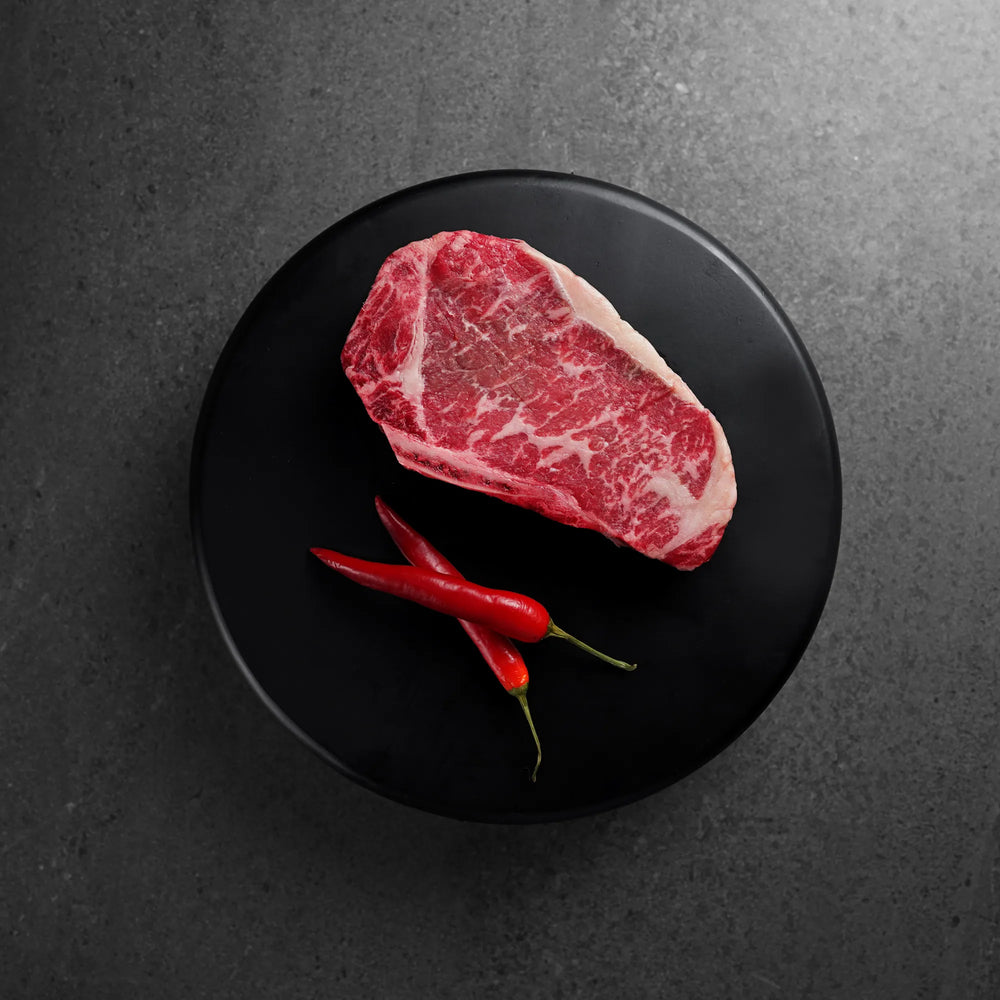 Dry aged strip on granite