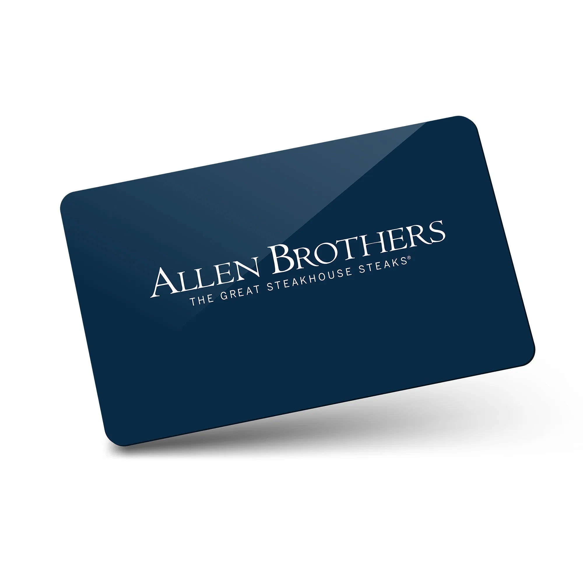Blue card with 'Allen Brothers' text on a white background
