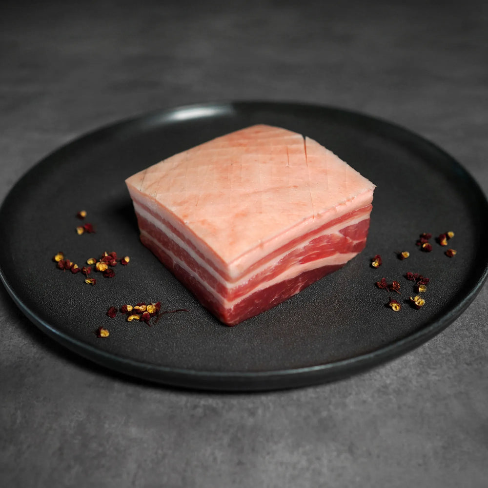 Raw Pork Belly on Plate