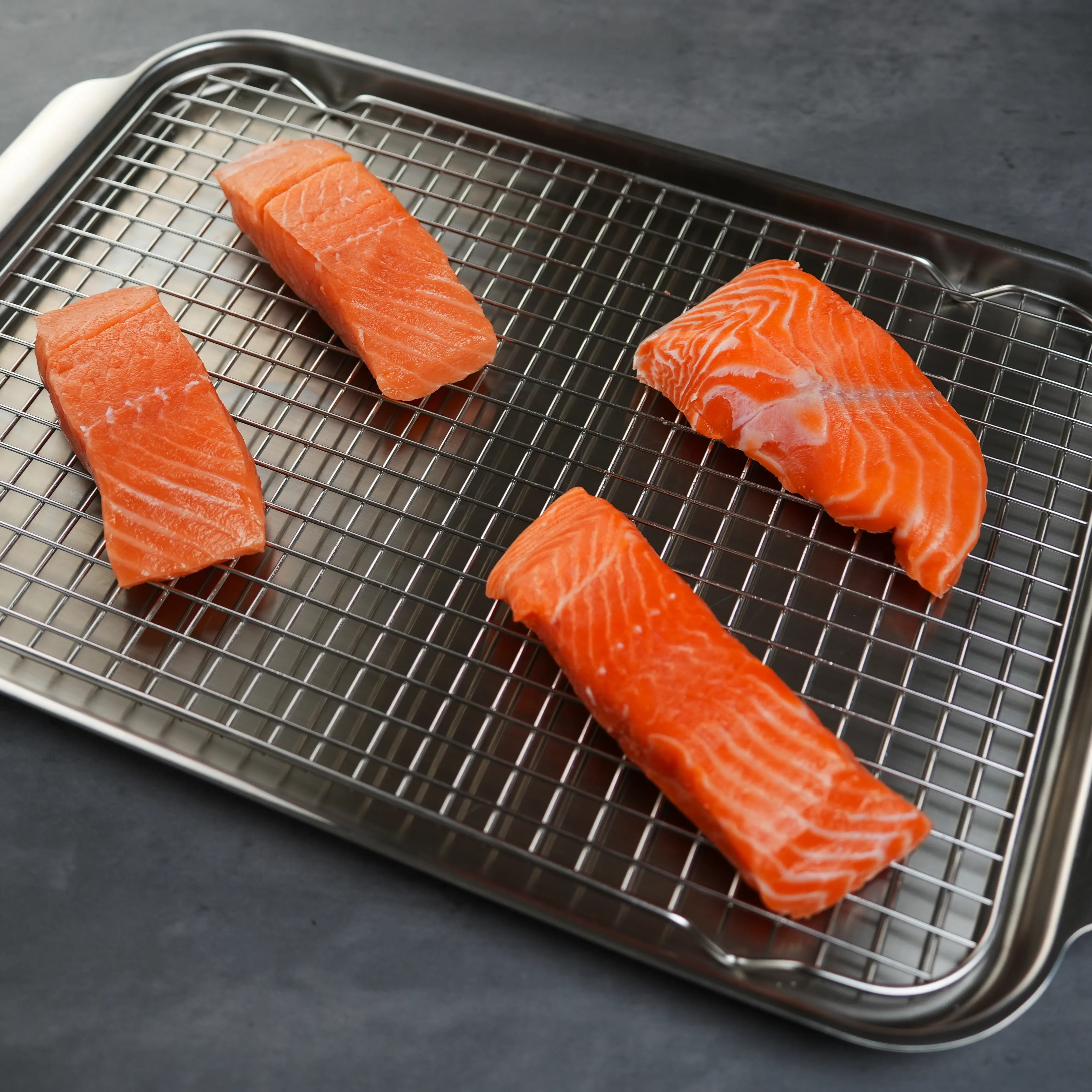 4 Salmon Fillets on Baking rack