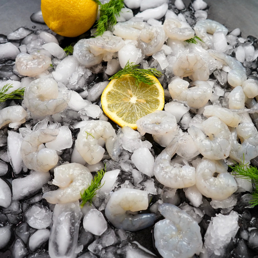 small tail-off shrimp on ice-Raw