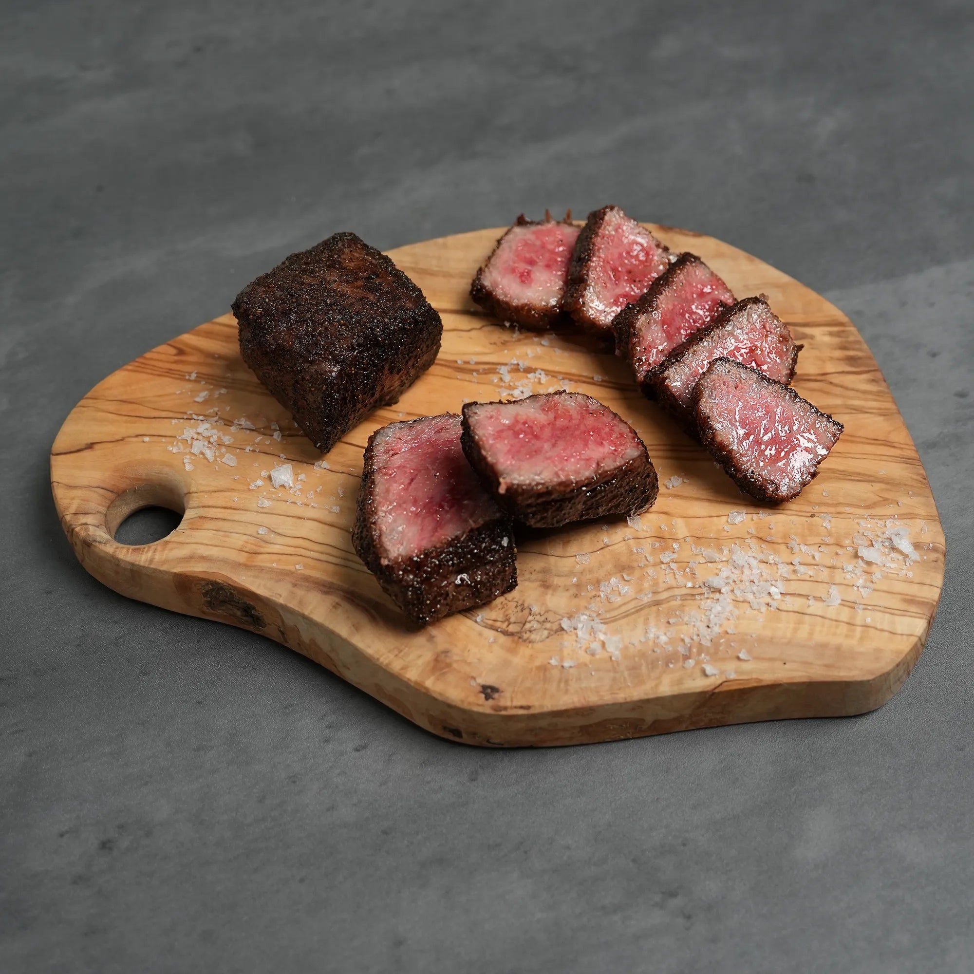 cooked and sliced wagyu cubes