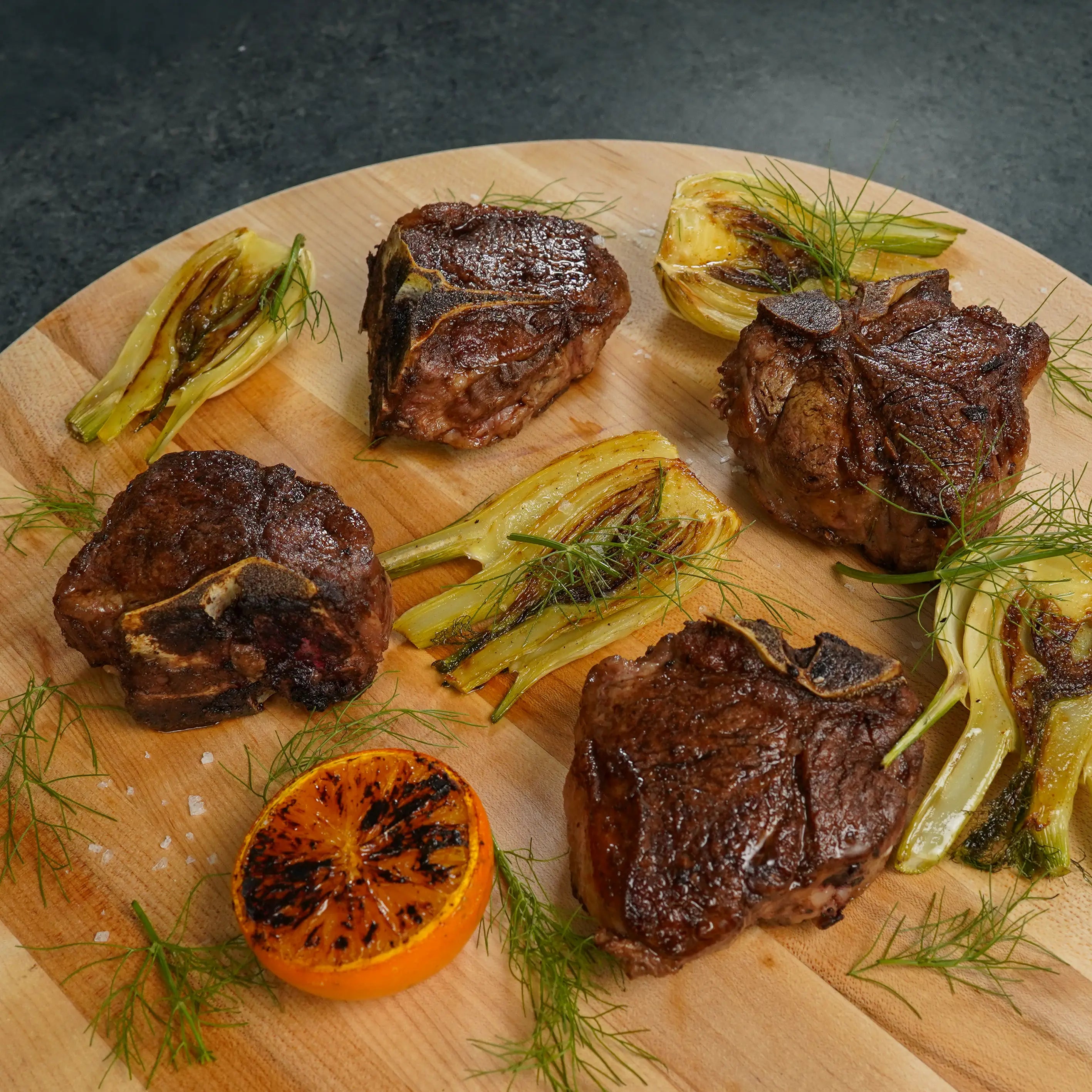 Lamb Loin Chops cooked on Board