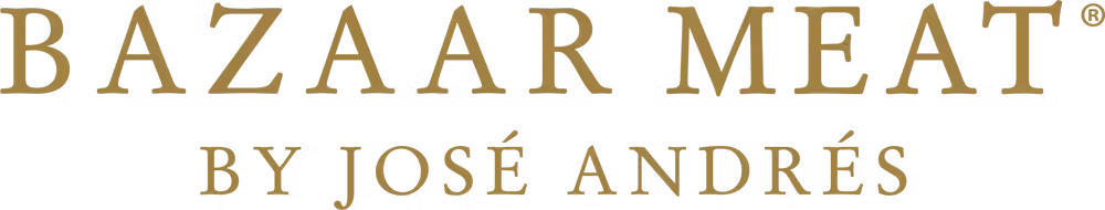 Bazaar Meat by Jose Andres logo in gold on a white background