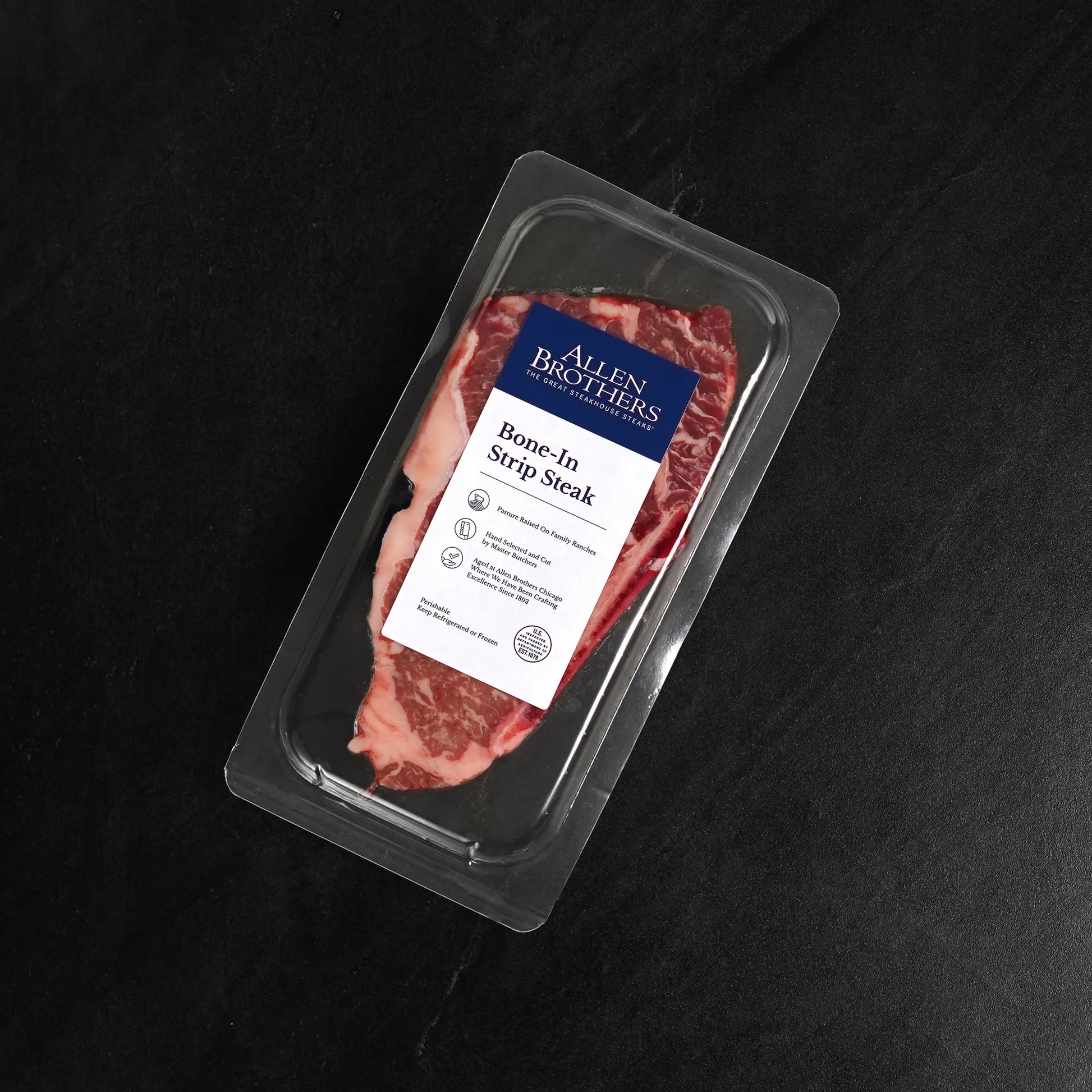 bone-in strip in package