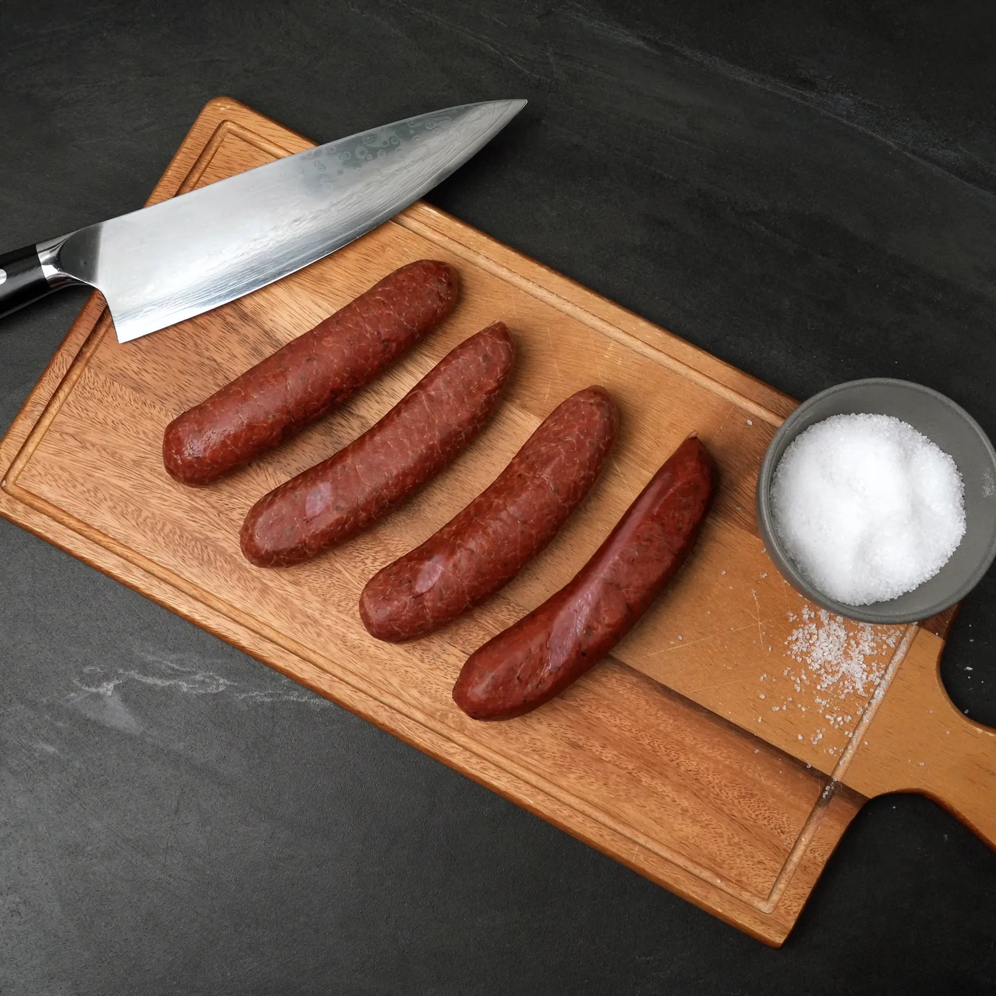 Rosewood Hickory Smoked Wagyu Sausage on Black