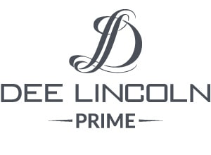 Logo of Dee Lincoln Prime with a stylized letter 'D' on a white background