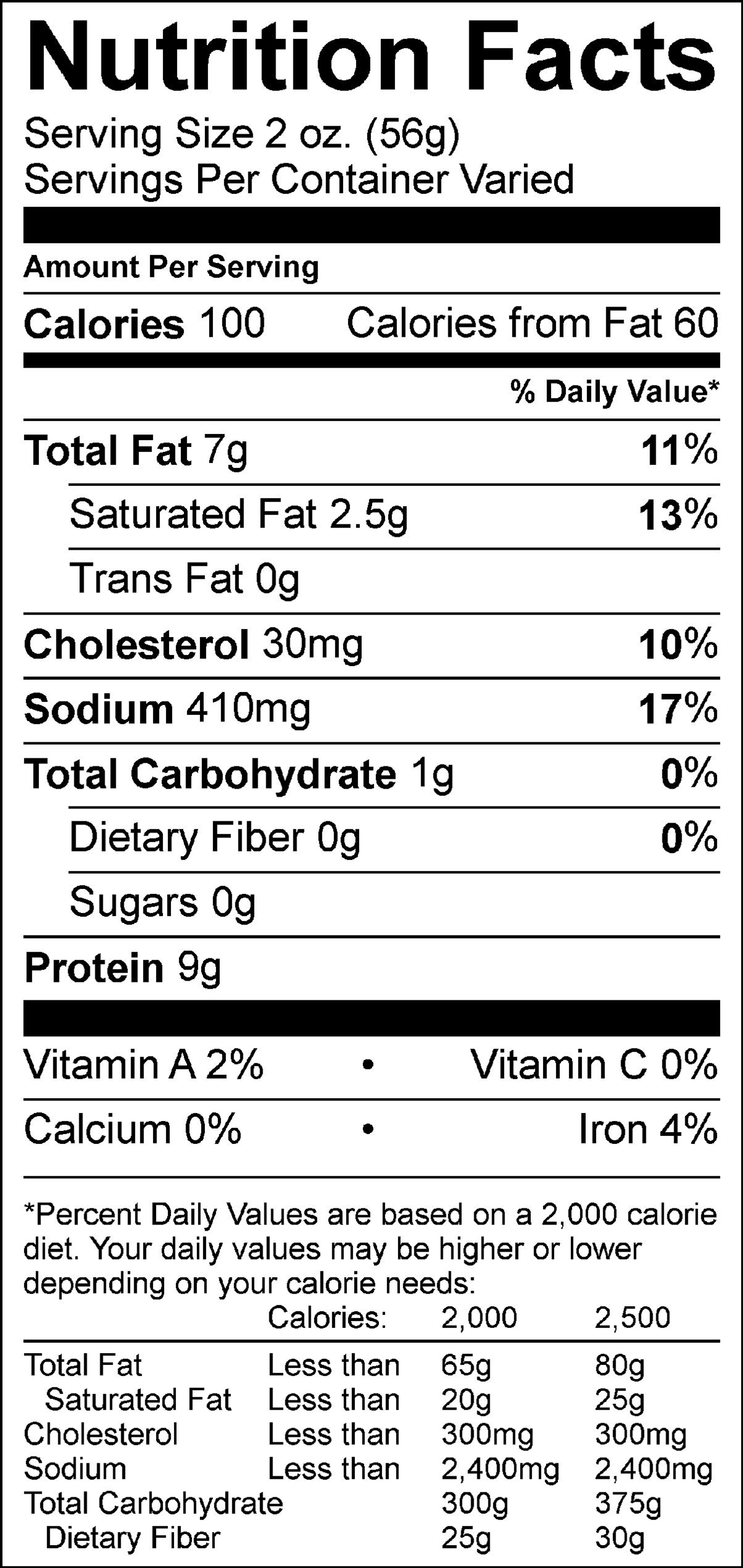 Nutrition label