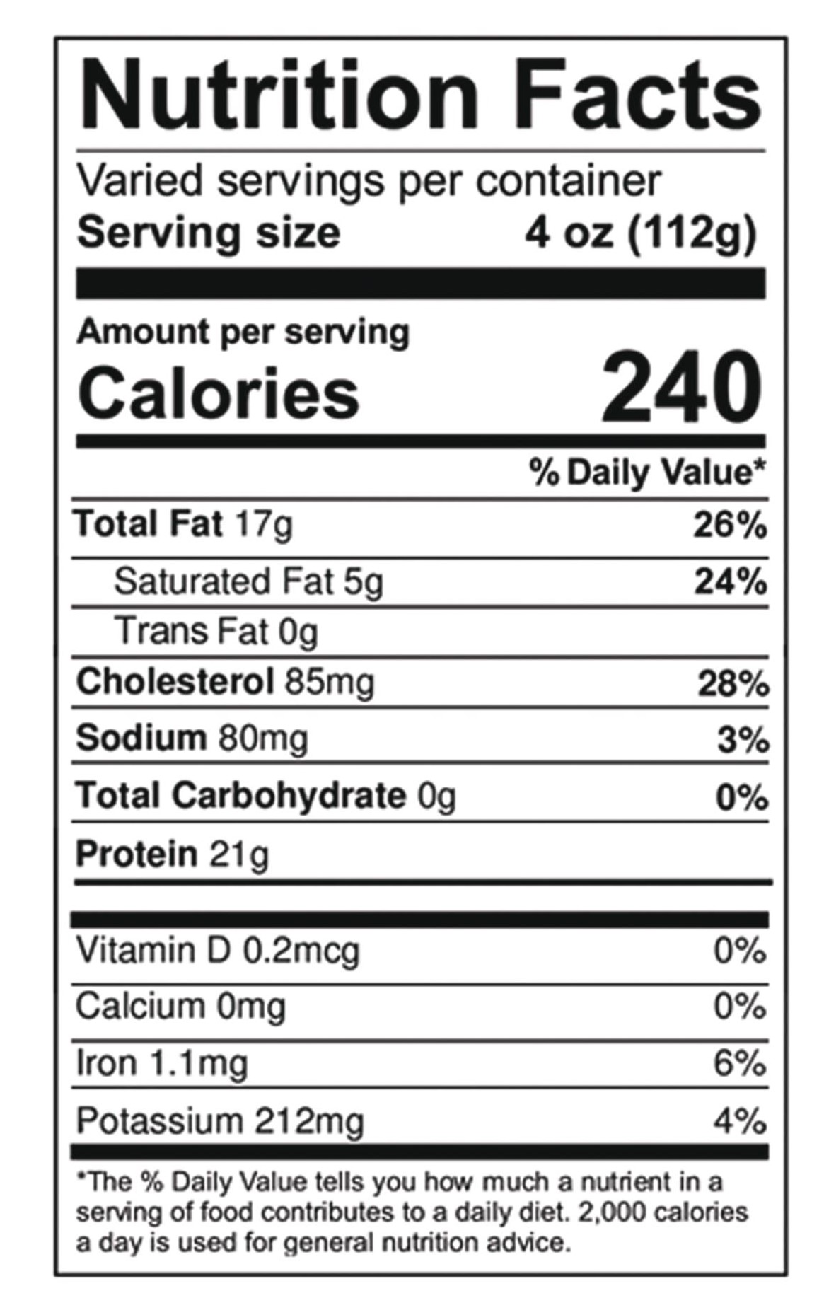 Nutrition label