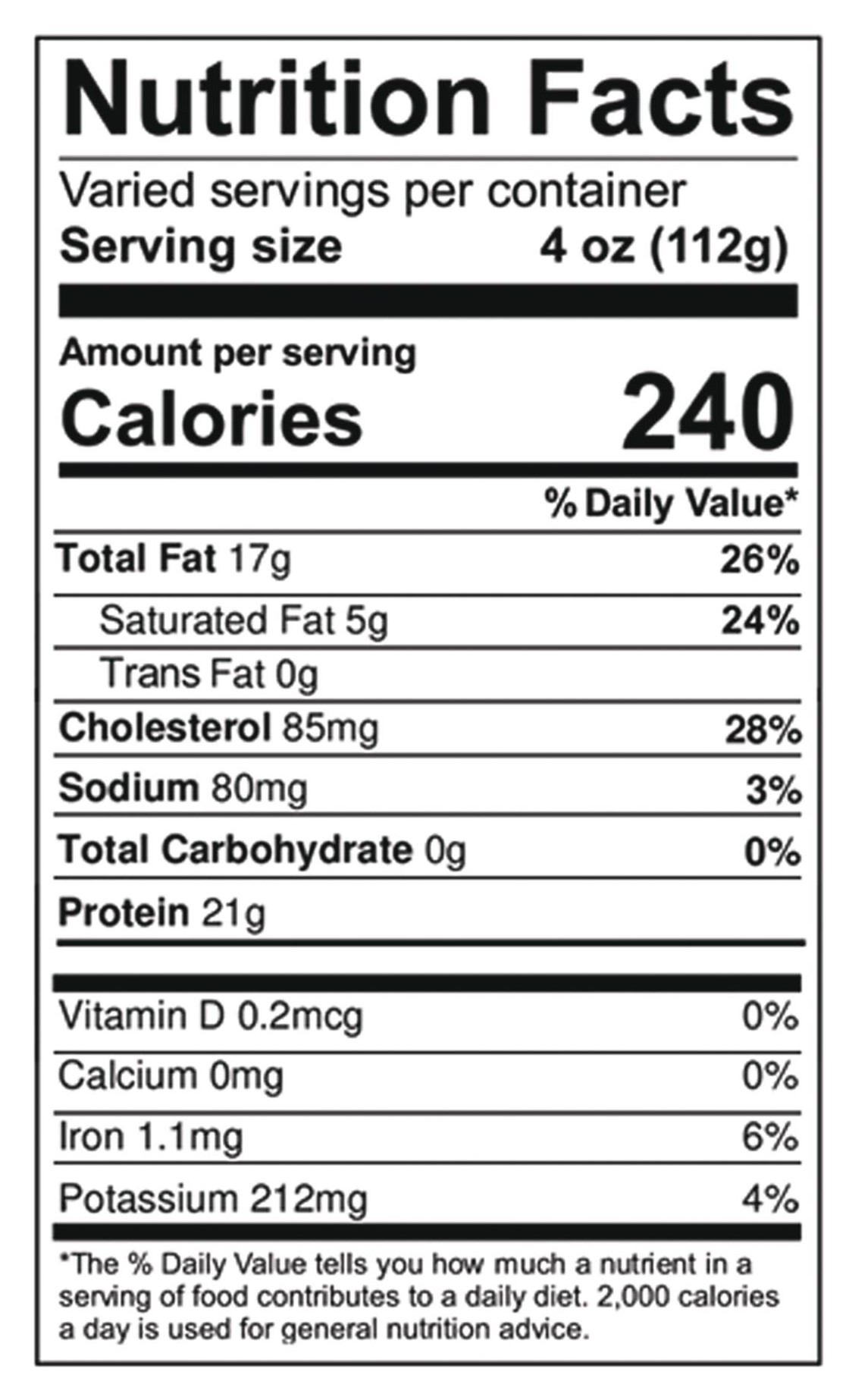 Nutrition label