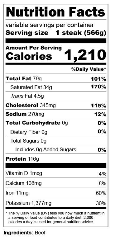 Nutrition label