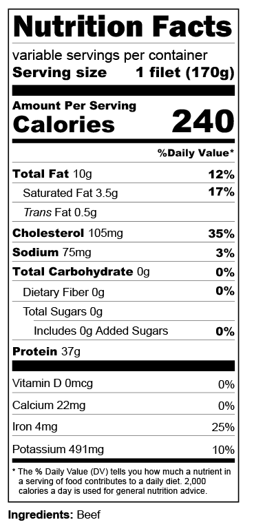 Nutrition label