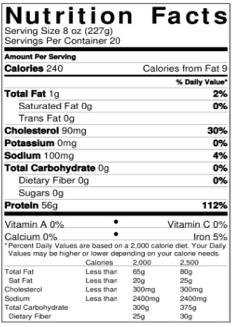 Nutrition label