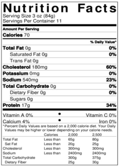 Nutrition label