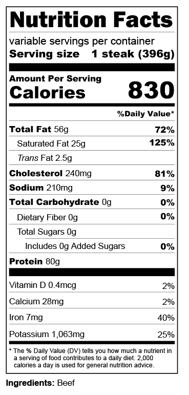 Nutrition label