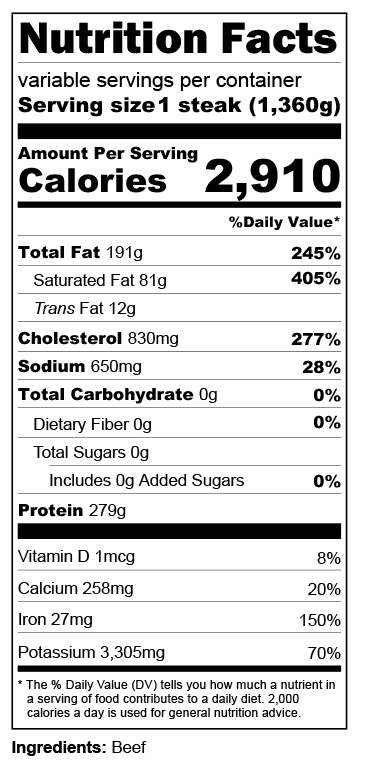 Nutrition label