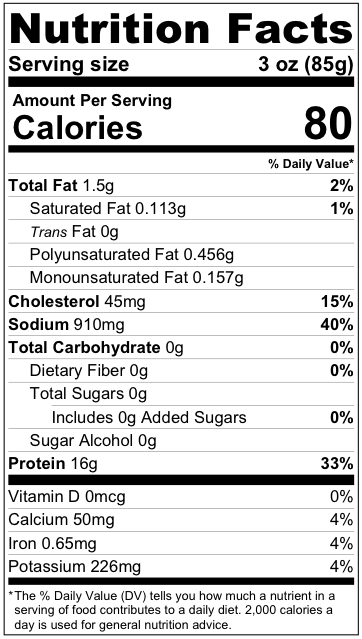 Nutrition label