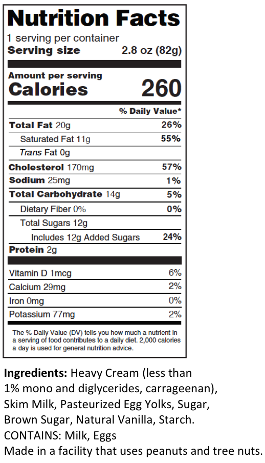 Nutrition label