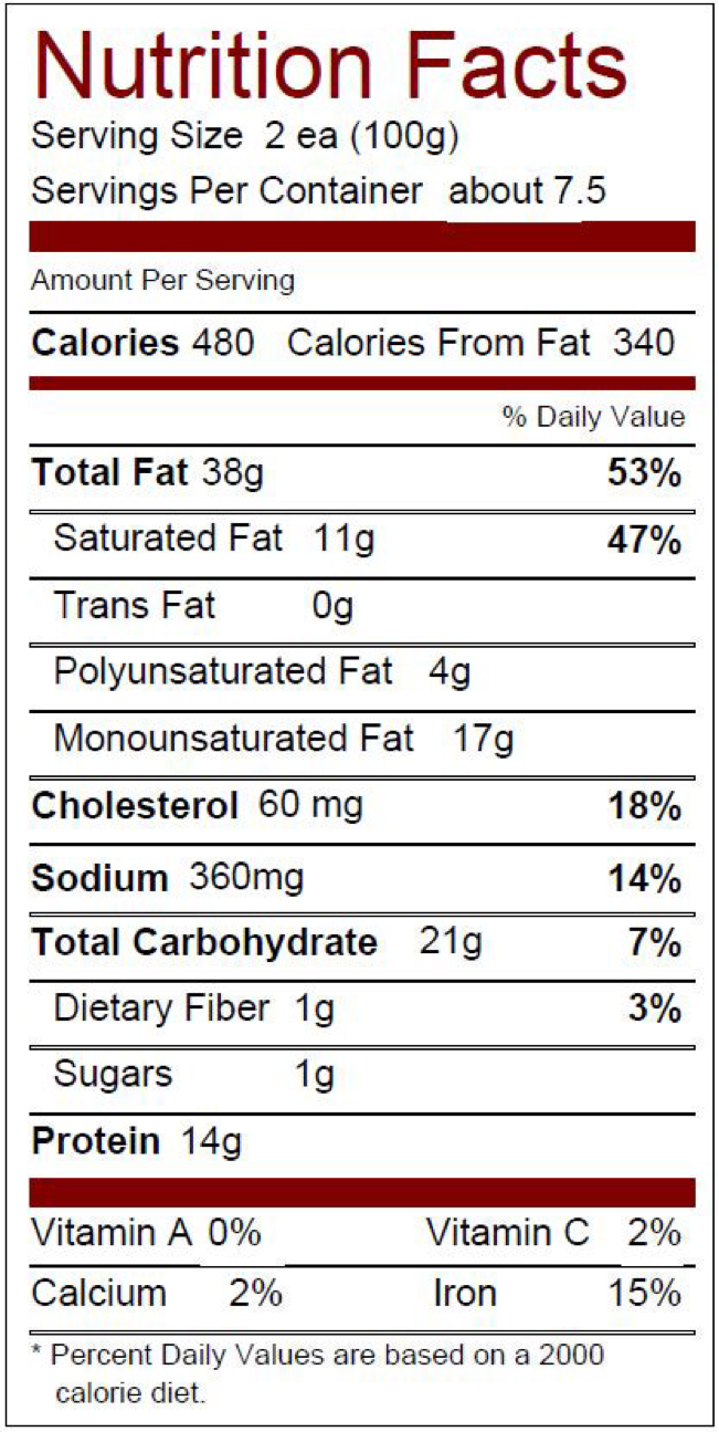 Nutrition label