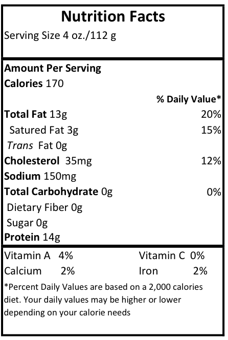 Nutrition label